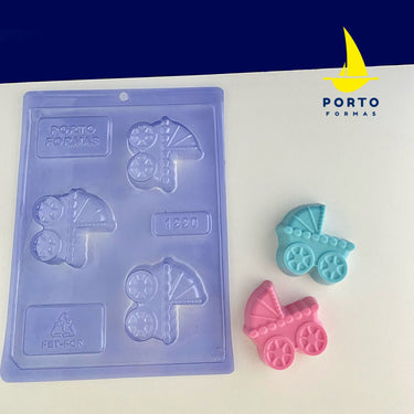 Forma de Chocolate Especial 3 Partes - Carrinho de Bebê - PF1220